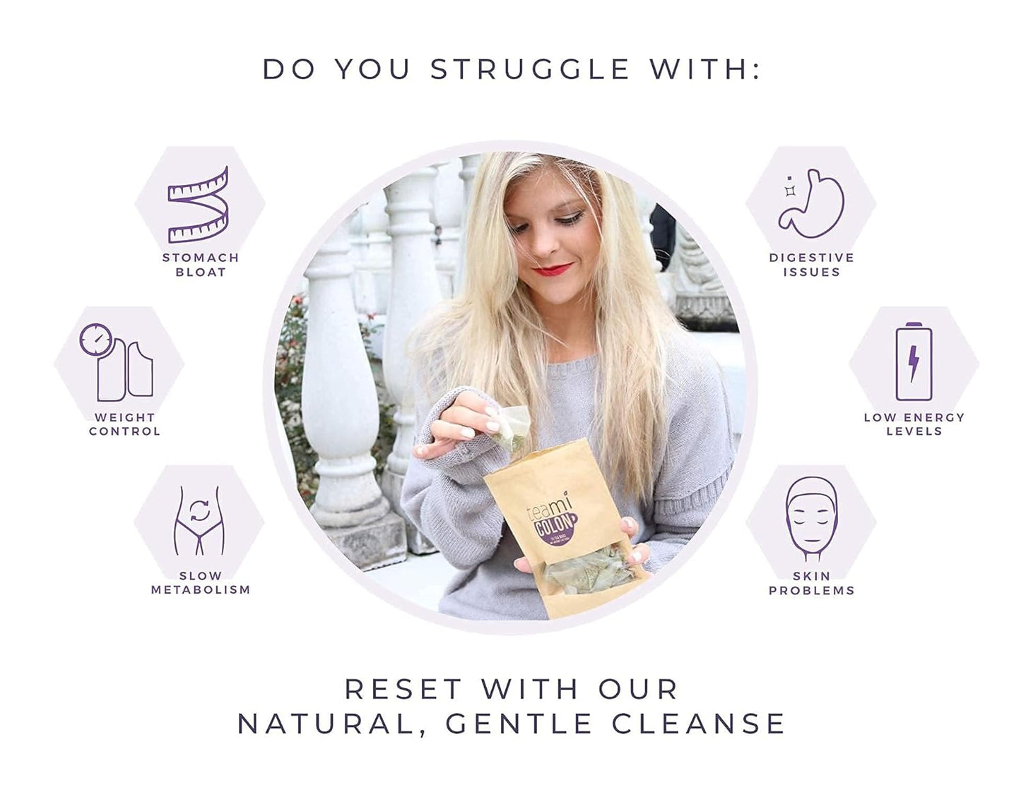 All Natural Colon Cleanse Tea for Men & Women - 30 Day Supply with 15 Lemon Tea Bags by Teami®