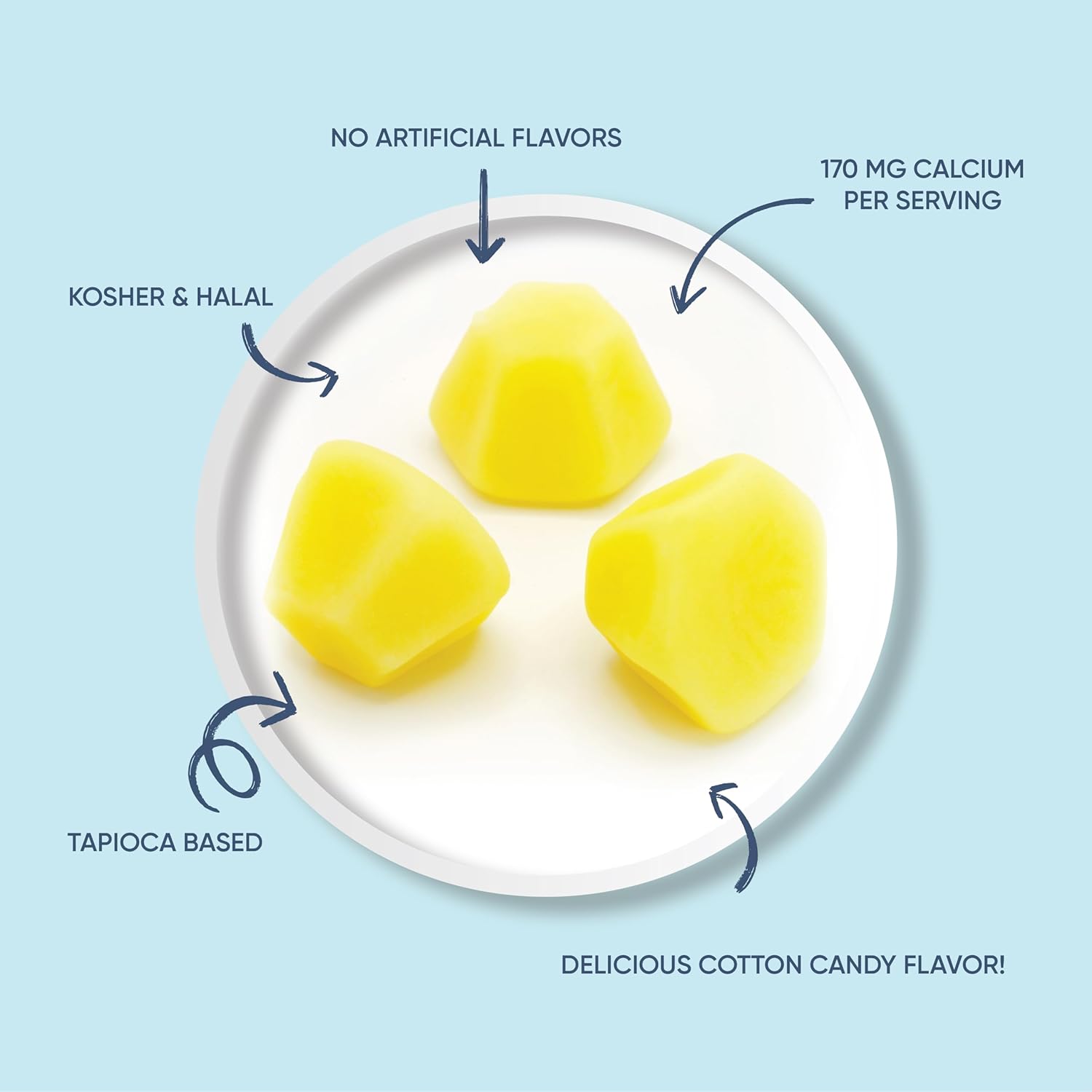 All-Natural Cotton Candy Flavored Calcium & Vitamin D Gummies - 60 Count