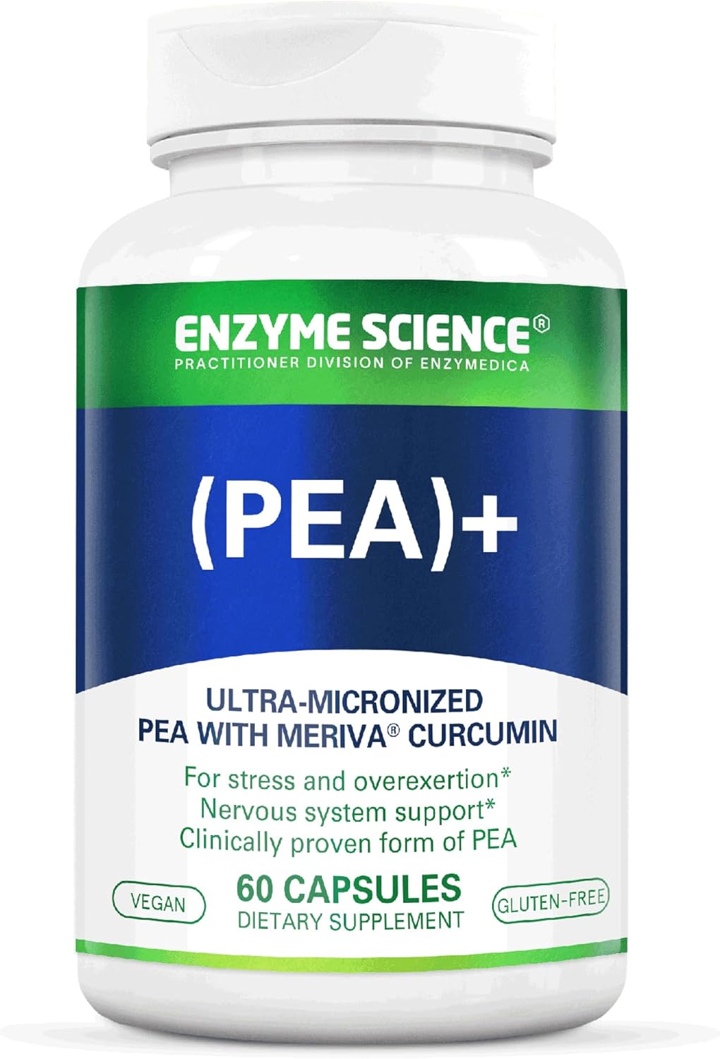 All-Natural Enzyme Science Pea+ Capsules with Meriva Curcumin for Nervous, Immune, & Muscular Support - 60 Count