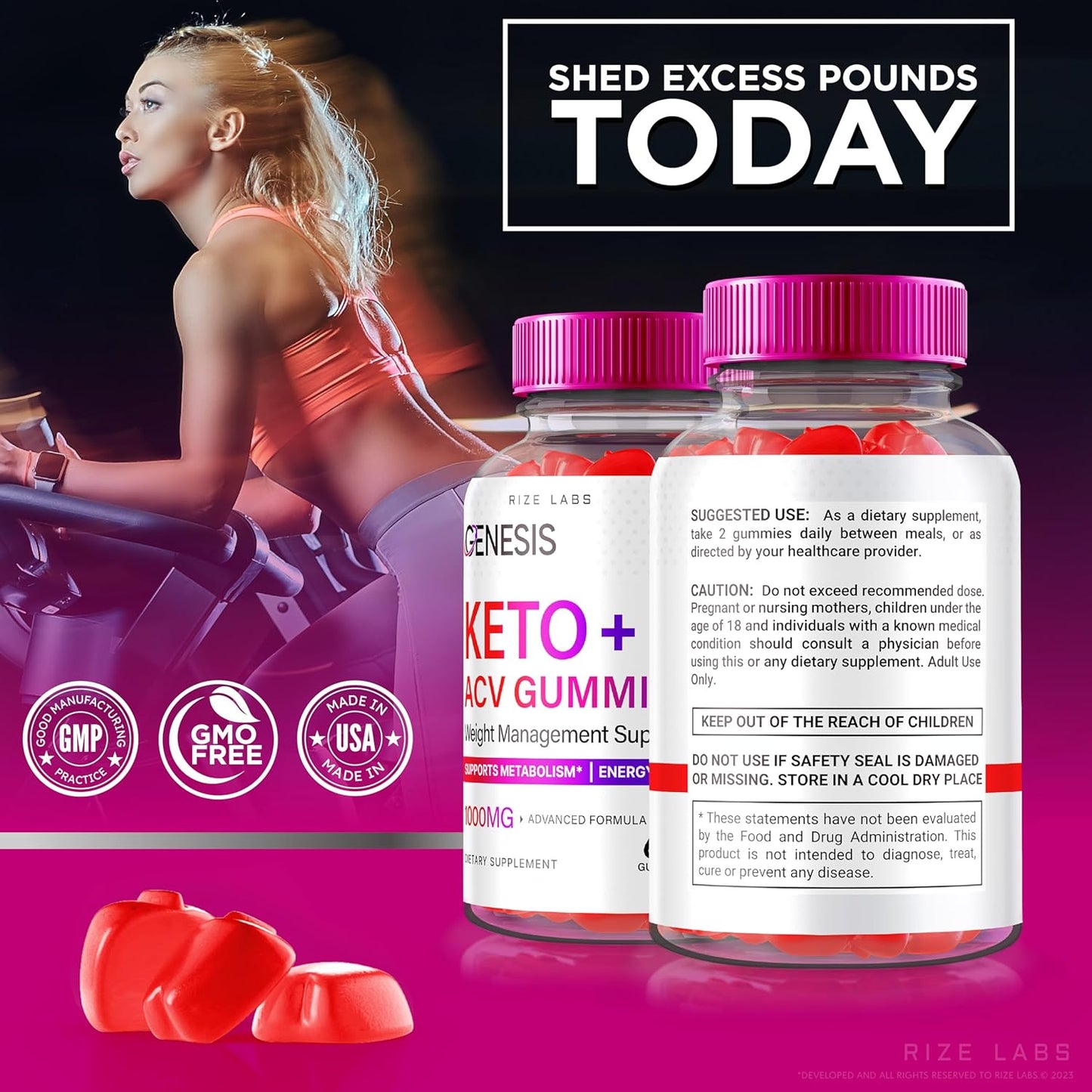 All-Natural Genesis Keto + ACV Gummies for Advanced Weight Loss - 2000mg (120 Gummies)
