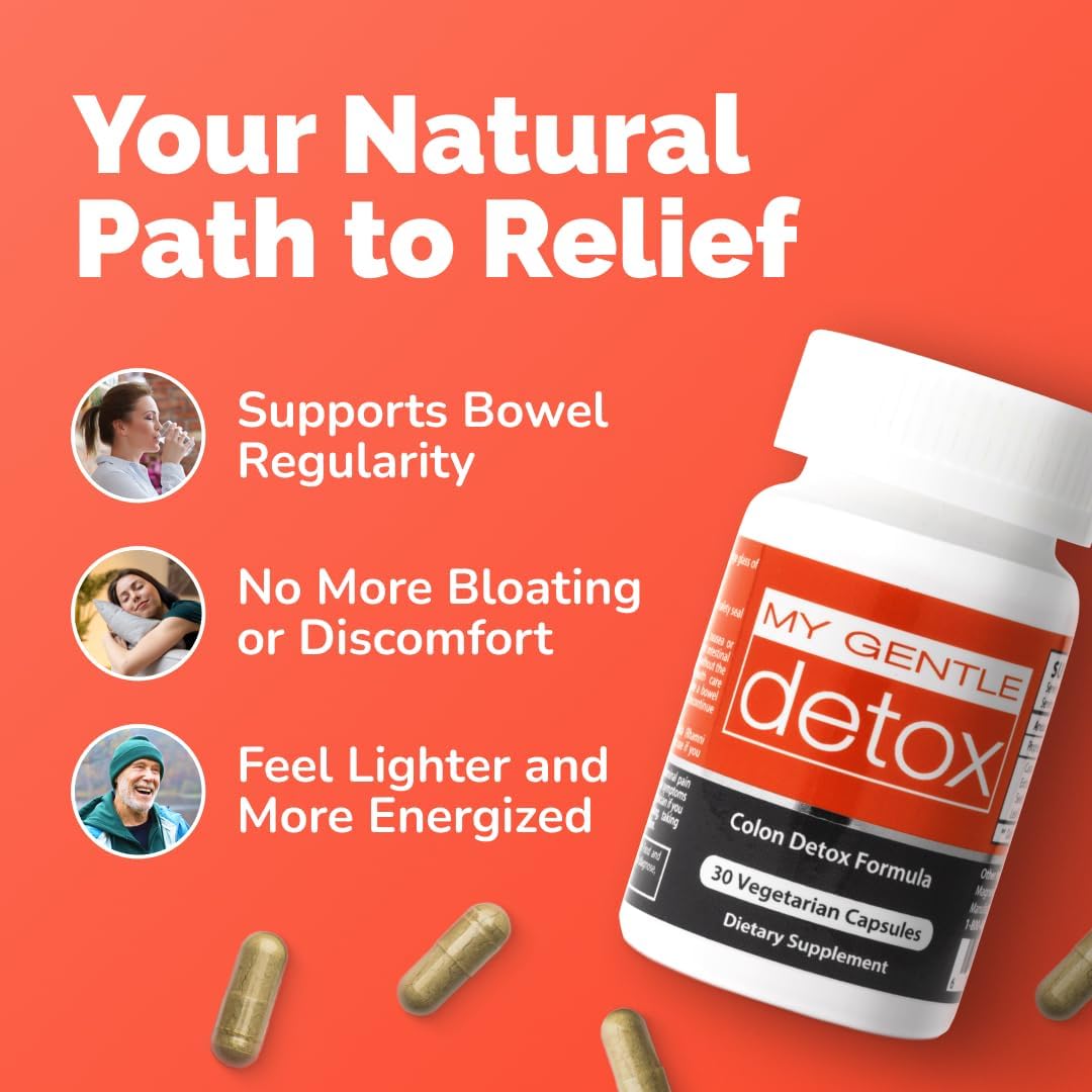 All-Natural Gentle Colon Detox Cleanse Supplement - Constipation Relief for Men & Women - Herbal Poop Pills for Regularity, Bloat & Gas - Fast-Acting Formula (30 Ct)