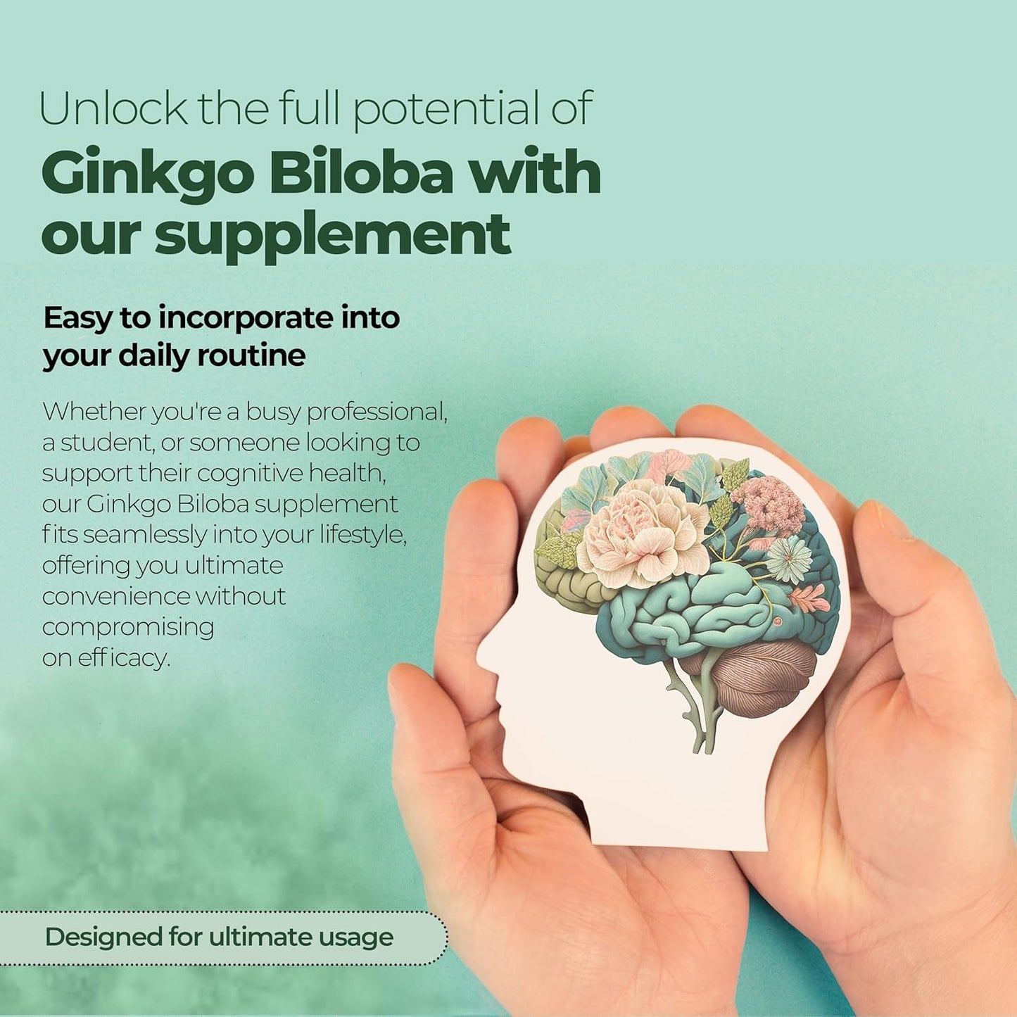 All Natural Ginkgo Biloba and Ginseng Brain Supplement for Memory, Alertness, and Circulation