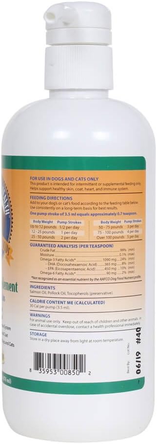 All-Natural Grizzly Omega Health Wild Salmon & Pollock Oil Blend for Dogs and Cats