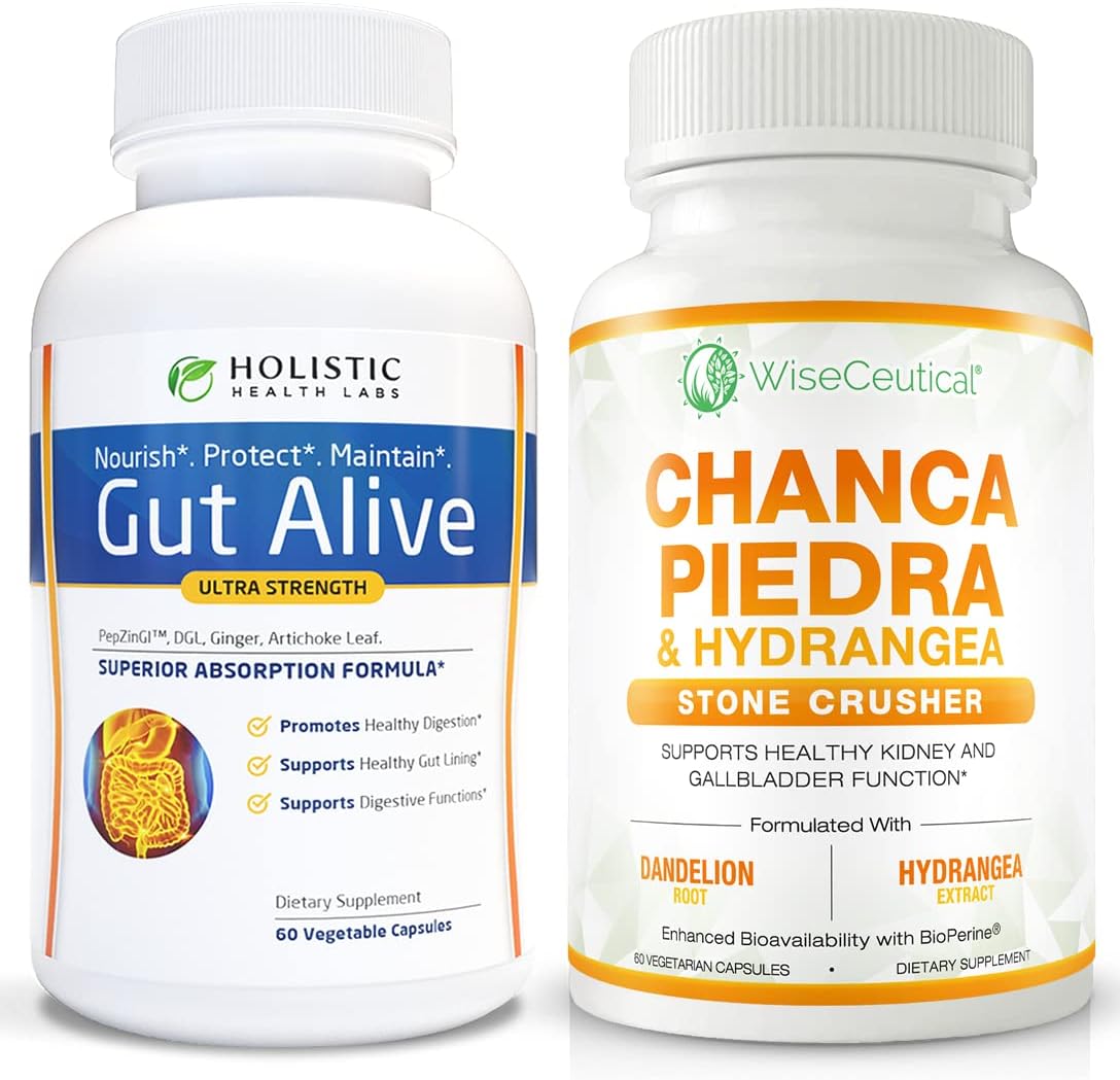 All-Natural Gut and Kidney Health Supplements with Ginger, Artichoke Leaf Extract, and Zinc Carnosine - Stone Crusher Chanca Piedra and Dandelion Root