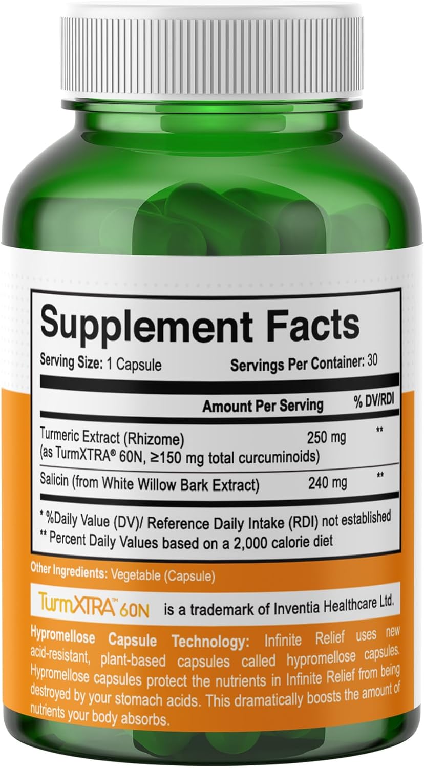 All-Natural Joint Support Supplement with Turmeric Extract and White Willow Bark - 30 Count, Vegan, Gluten Free - Made in USA