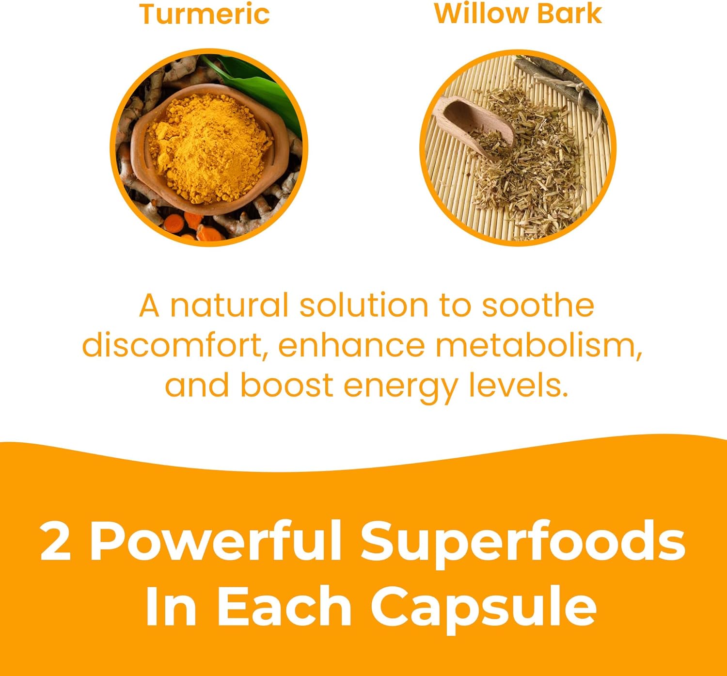 All-Natural Joint Support Supplement with Turmeric Extract and White Willow Bark - 30 Count, Vegan, Gluten Free - Made in USA