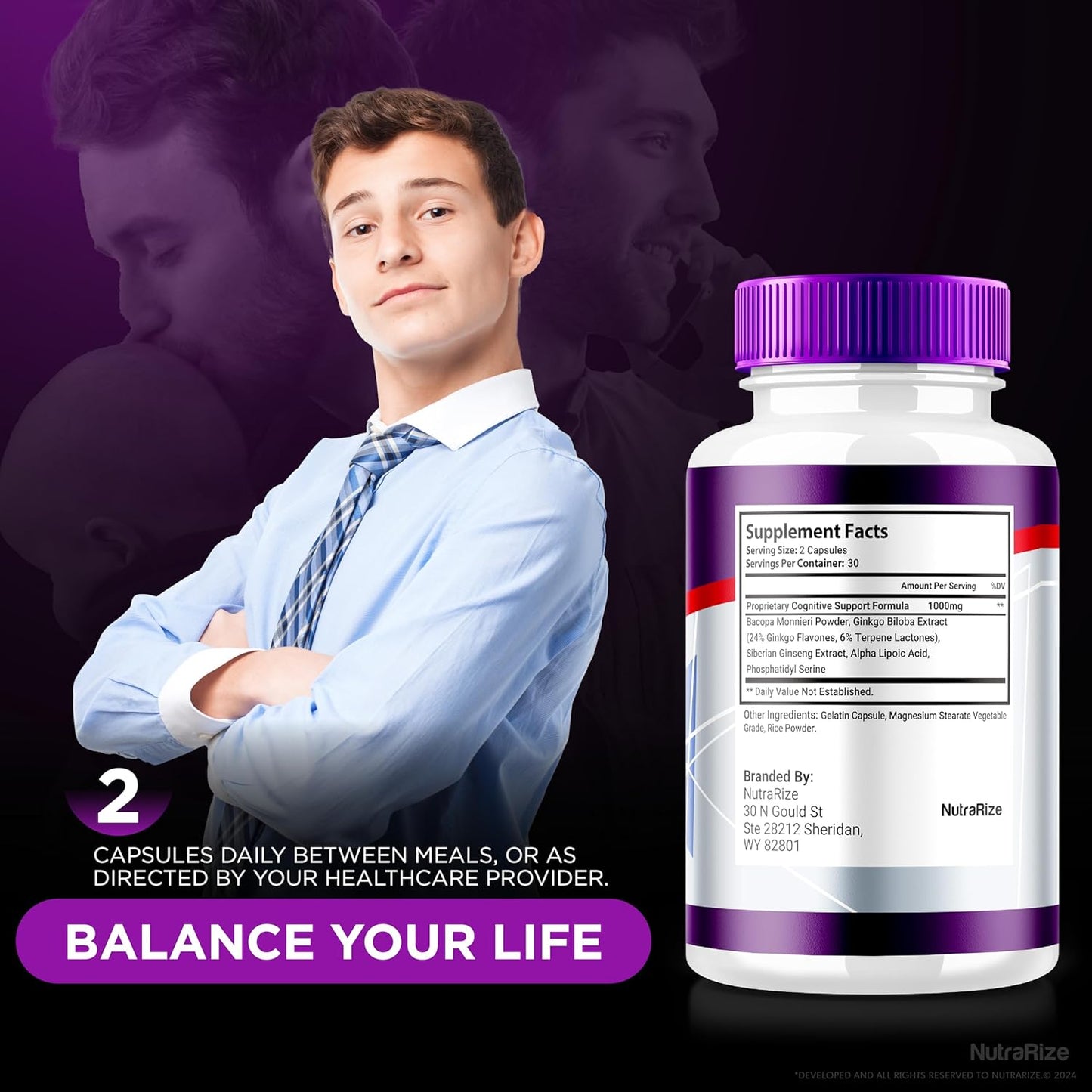 All Natural NutraRize Synaptic XR Core Focus Capsules for Cognitive Health - Memory Boosting Formula with Great Reviews (60 Capsules)