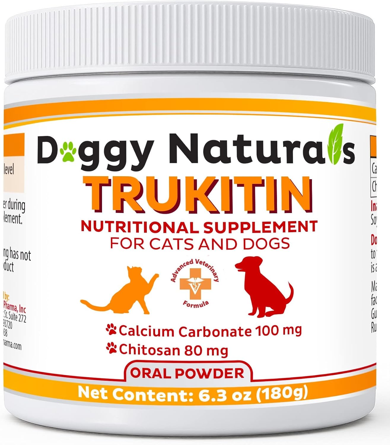 All Natural Pet Health Supplement for Cats & Dogs with Renal Support - Chitosan Based Phosphate Binder with Calcium Carbonate Oral Powder (U.S.A Made)