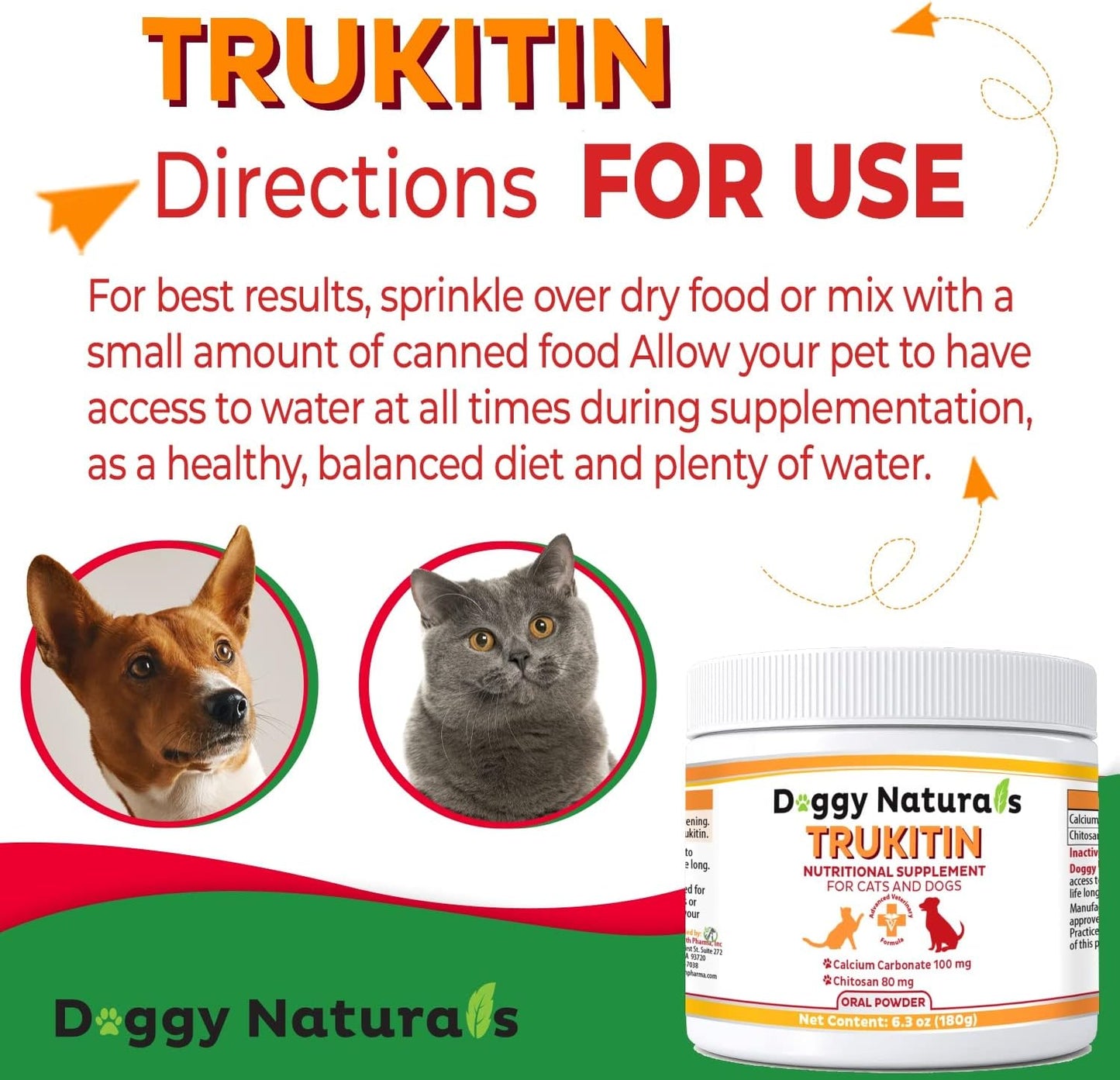 All Natural Pet Health Supplement for Cats & Dogs with Renal Support - Chitosan Based Phosphate Binder with Calcium Carbonate Oral Powder (U.S.A Made)