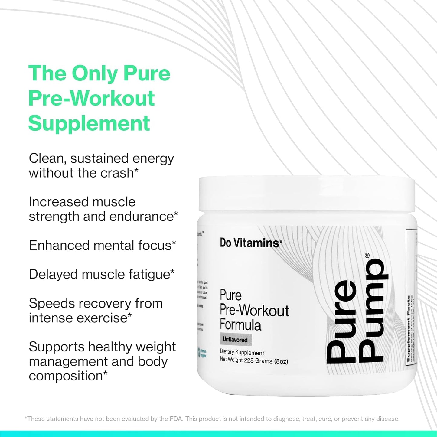 All-Natural Pre-Workout Powder for Energy, Focus, and Endurance - Vitamins PurePump, Citrulline, Beta Alanine, Vegan, Paleo, Keto - Unflavored (30 Servings)