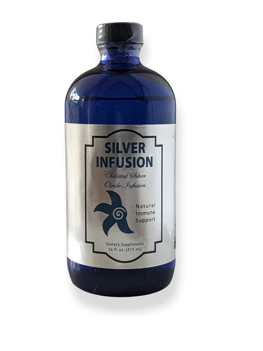 All Natural Silver Infusion Tonic Dietary Supplement - 150 PPM Silver Oxide Immune Support - 16 oz Liquid Silver Supplement