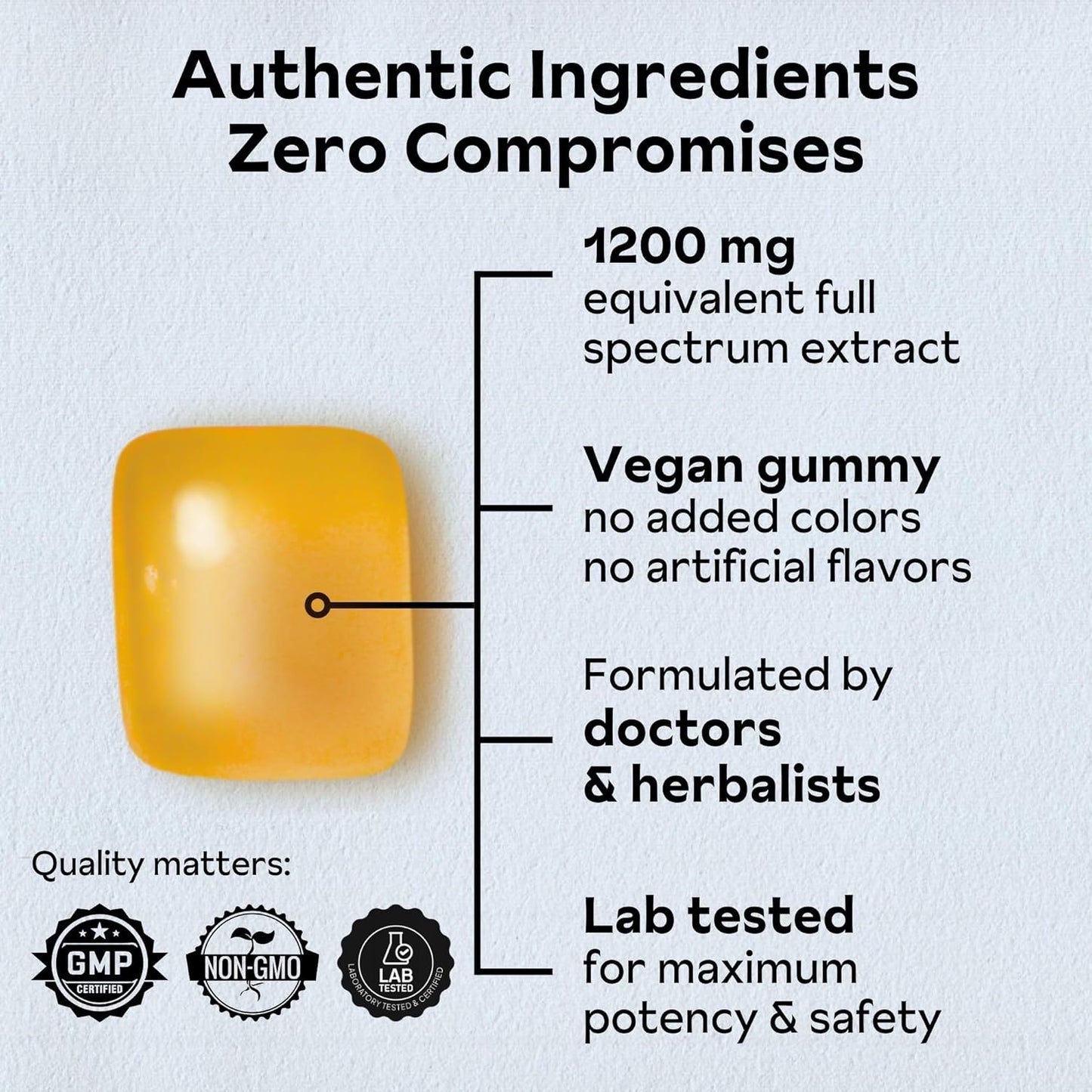 All-Natural Stress Relief Gummies with American Ginseng, Turmeric, and Goji - Mood Boosting & Relaxation Support, Low-Sugar Vegan Supplement, 45 Gummies - Passion Fruit Flavor