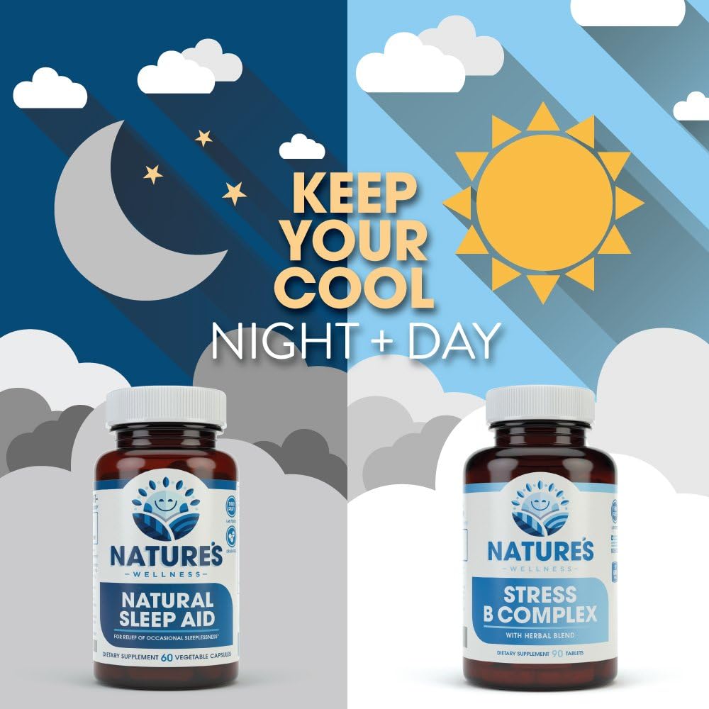 All Natural Stress Relief Vitamin B Complex with Herbal Extract Blend for Mood Support - Includes Vitamin C, PABA, and Choline