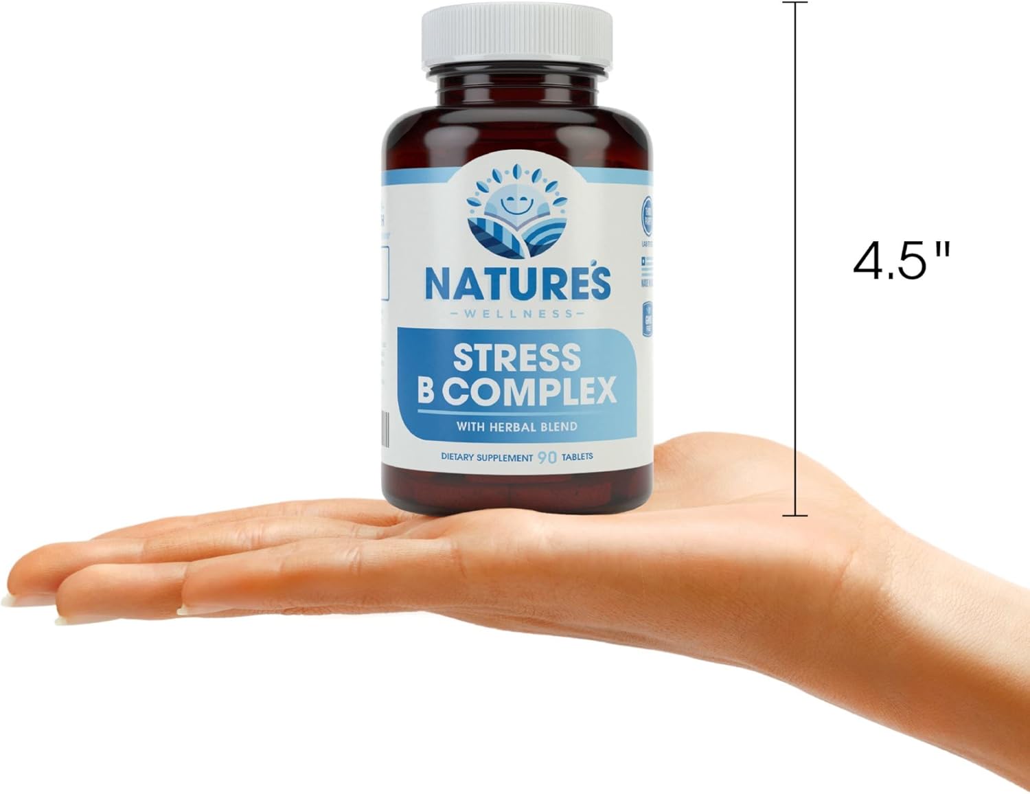 All Natural Stress Relief Vitamin B Complex with Herbal Extract Blend for Mood Support - Includes Vitamin C, PABA, and Choline