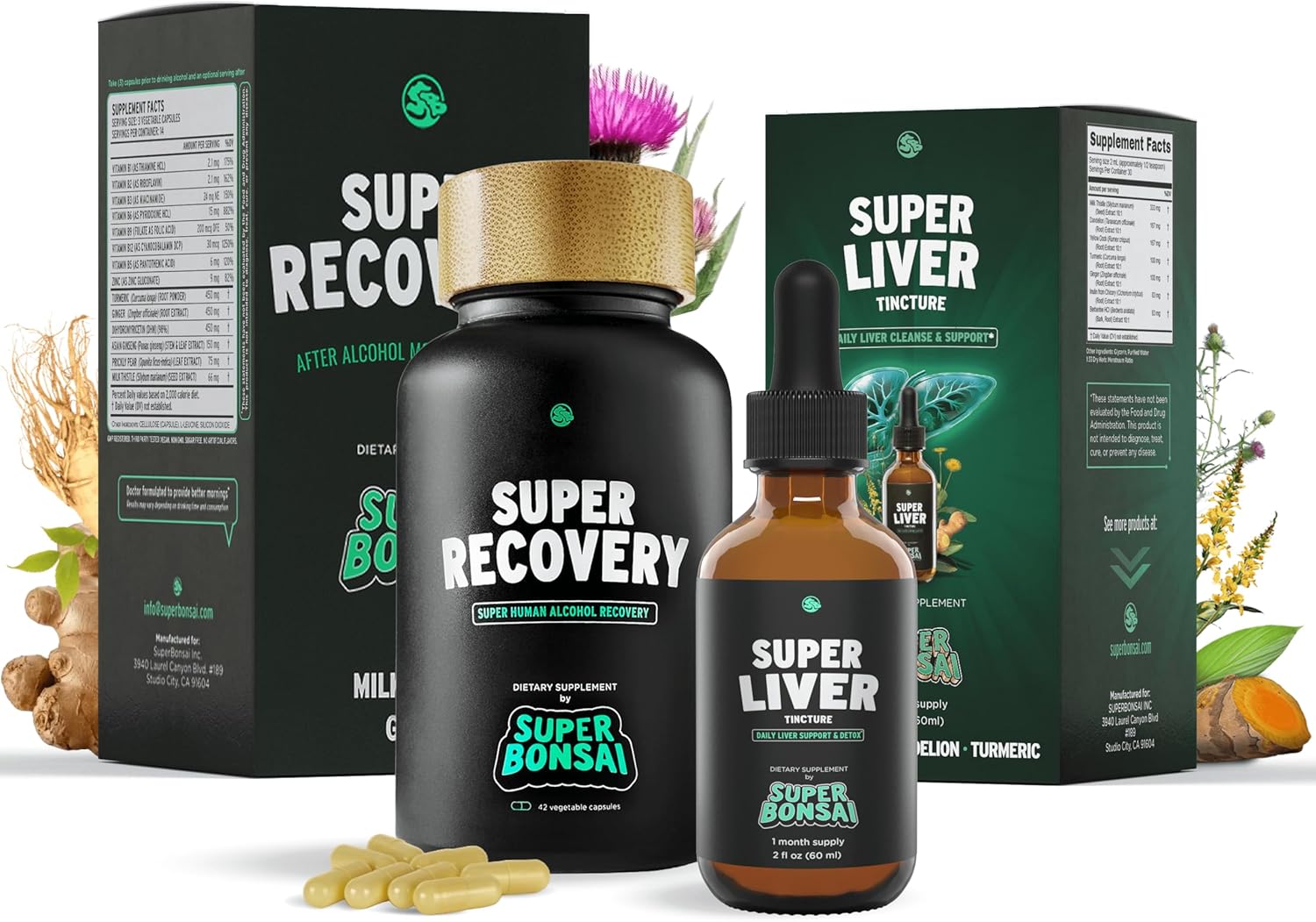 All Natural Super Liver Cleanse Detox & Repair Bundle for Super Recovery with SuperBonsai