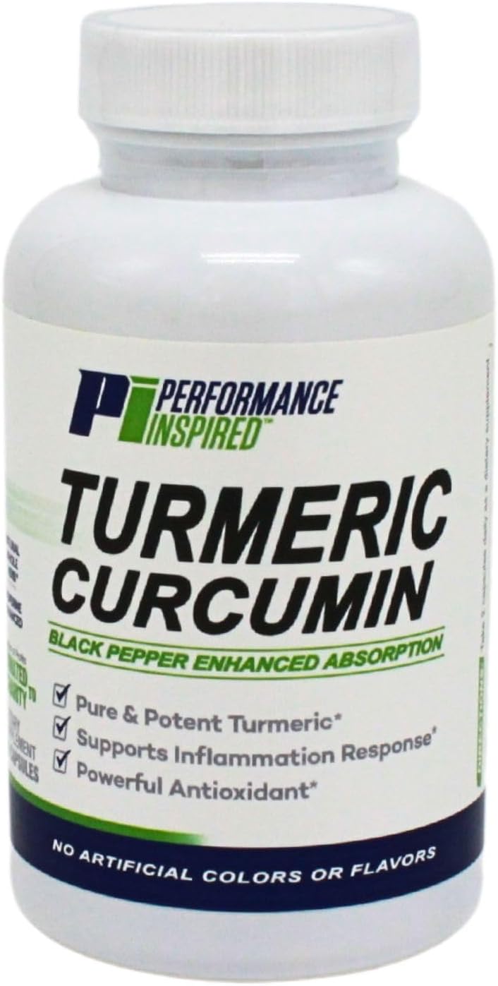 All-Natural Turmeric Curcumin Capsules for Joint Support - 60 Count by Performance Inspired Nutrition