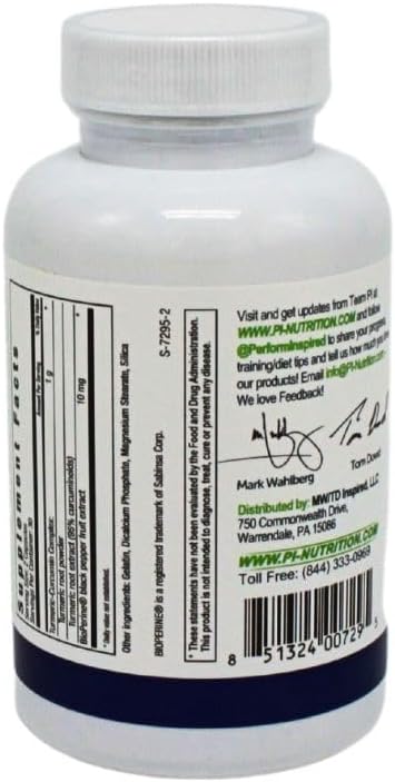 All-Natural Turmeric Curcumin Capsules for Joint Support - 60 Count by Performance Inspired Nutrition