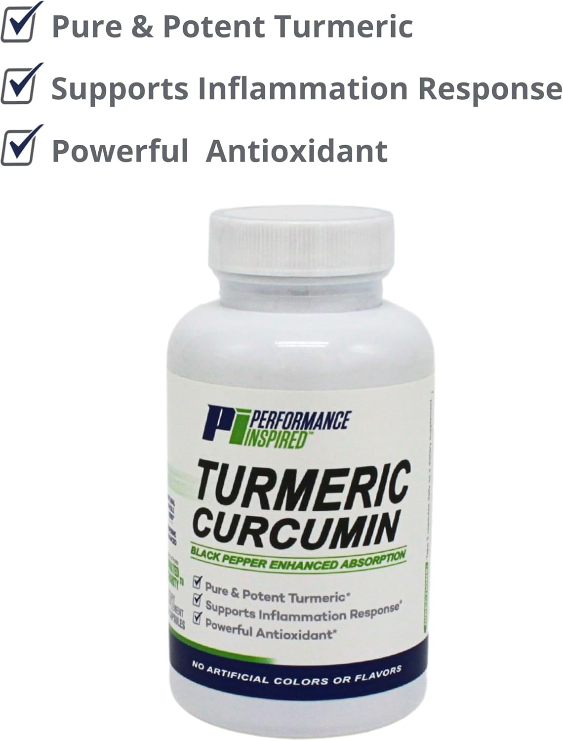 All-Natural Turmeric Curcumin Capsules for Joint Support - 60 Count by Performance Inspired Nutrition