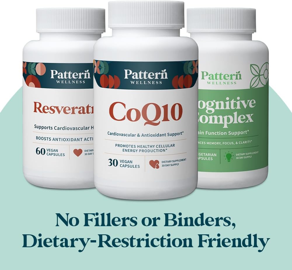 All-Natural Vegan-Friendly Healthy Aging Bundle with CoQ10, Resveratrol, and Cognitive Complex - Timeless Health & Wellness Support - 3 Pack