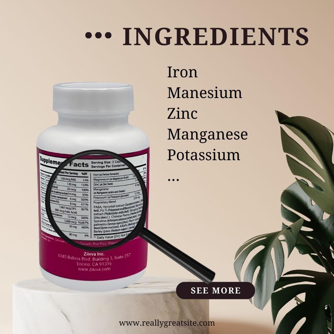 All Natural Vegan Hair Vitamin Supplement for Men & Women - Promotes Hair Growth & Thickness - 5000 Mcg Biotin Capsules