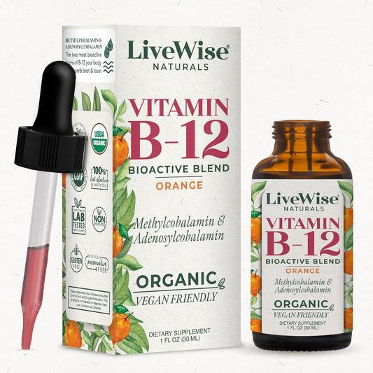 All-Natural Vegan Liquid B12 Drops for Immune System, Energy & Focus - Non-GMO Vitamin Supplement