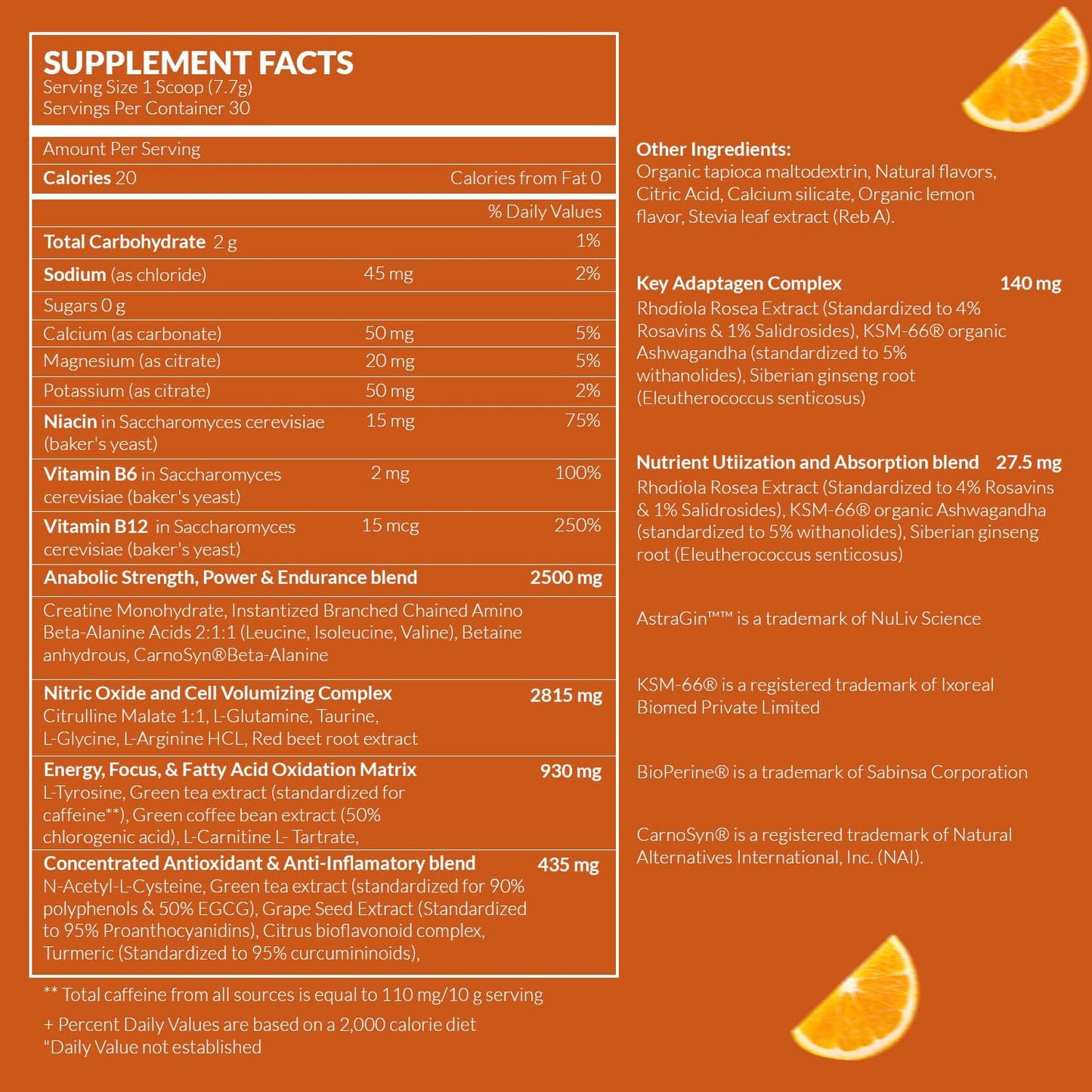 All-Natural Vegan Pre-Workout Powder with Immune Support and Orange Flavor - 30 Servings, Zero Sugar for Maximum Energy and Performance