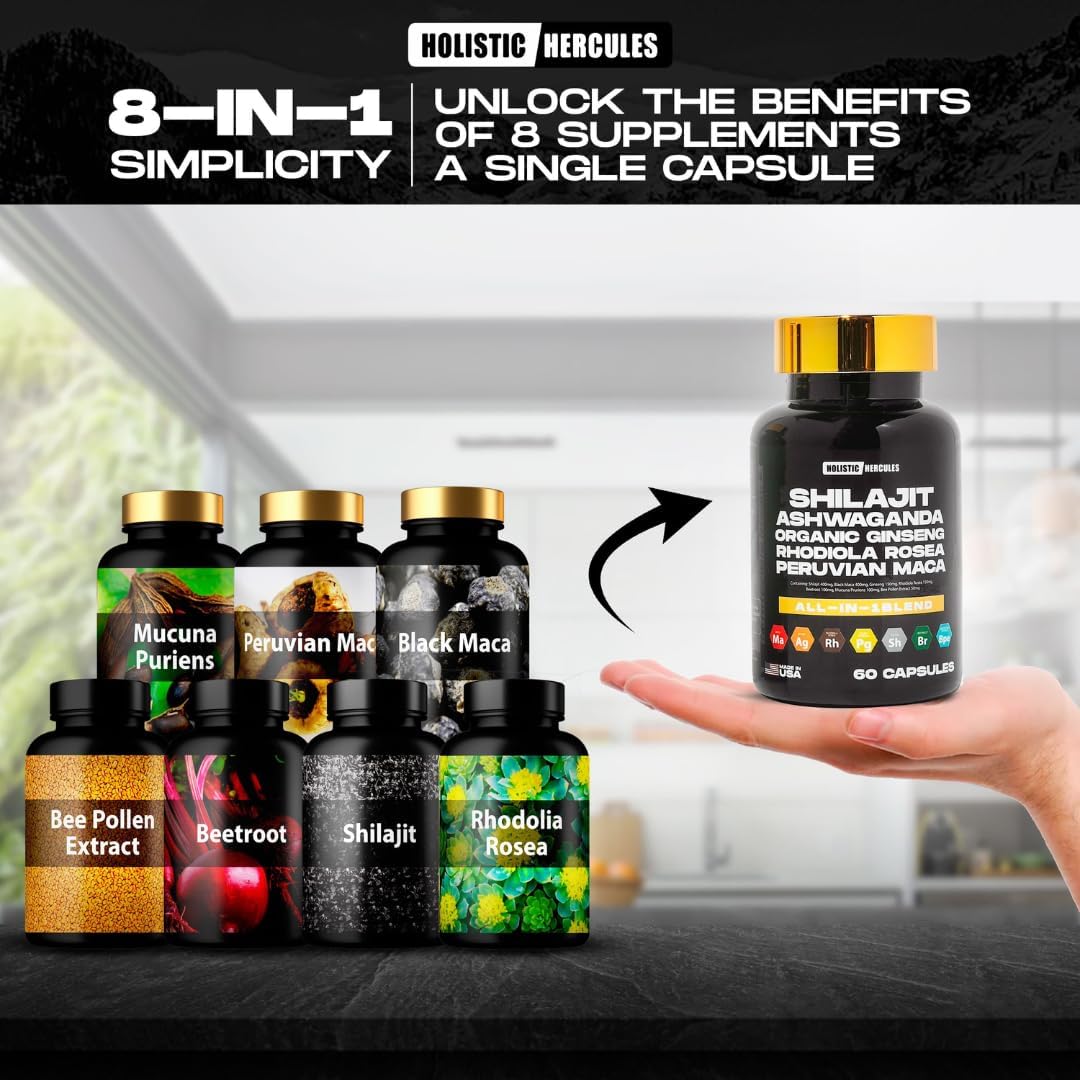 All-Natural Vitality Boost Supplement with 8 Powerful Ingredients, Including Shilajit
