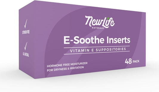 All Natural Vitamin E Suppositories for Women - Relief from Vaginal Dryness, Irritation, Menopause, and Atrophy - Estrogen Free Feminine Care - 38IU - 48 Inserts