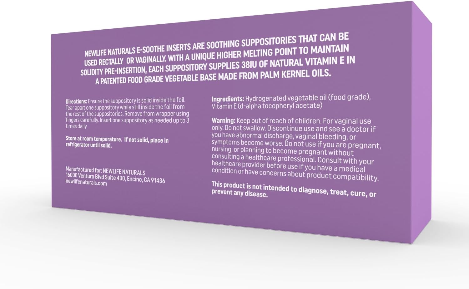 All Natural Vitamin E Suppositories for Women - Relief from Vaginal Dryness, Irritation, Menopause, and Atrophy - Estrogen Free Feminine Care - 38IU - 48 Inserts