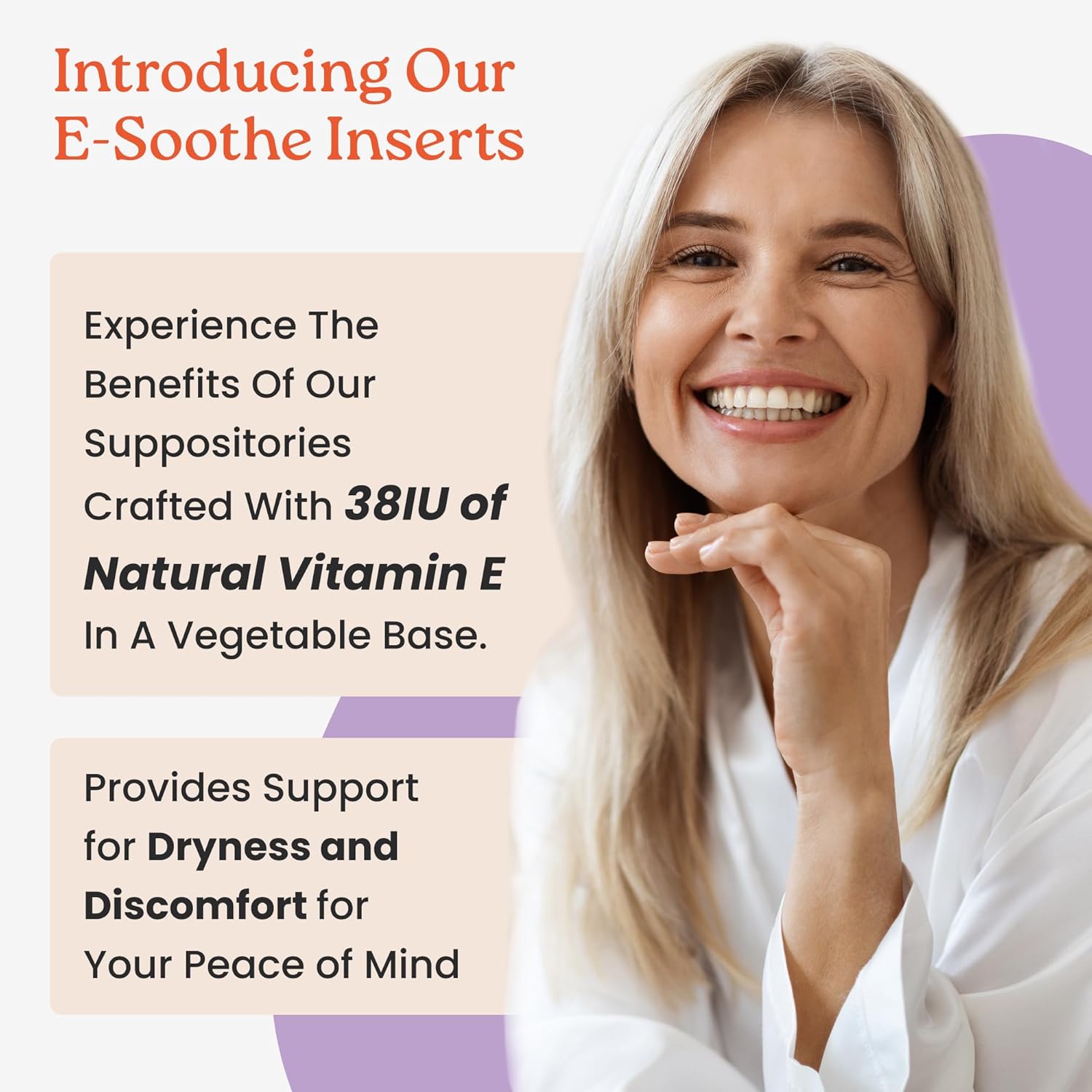 All Natural Vitamin E Suppositories for Women - Relief from Vaginal Dryness, Irritation, Menopause, and Atrophy - Estrogen Free Feminine Care - 38IU - 48 Inserts