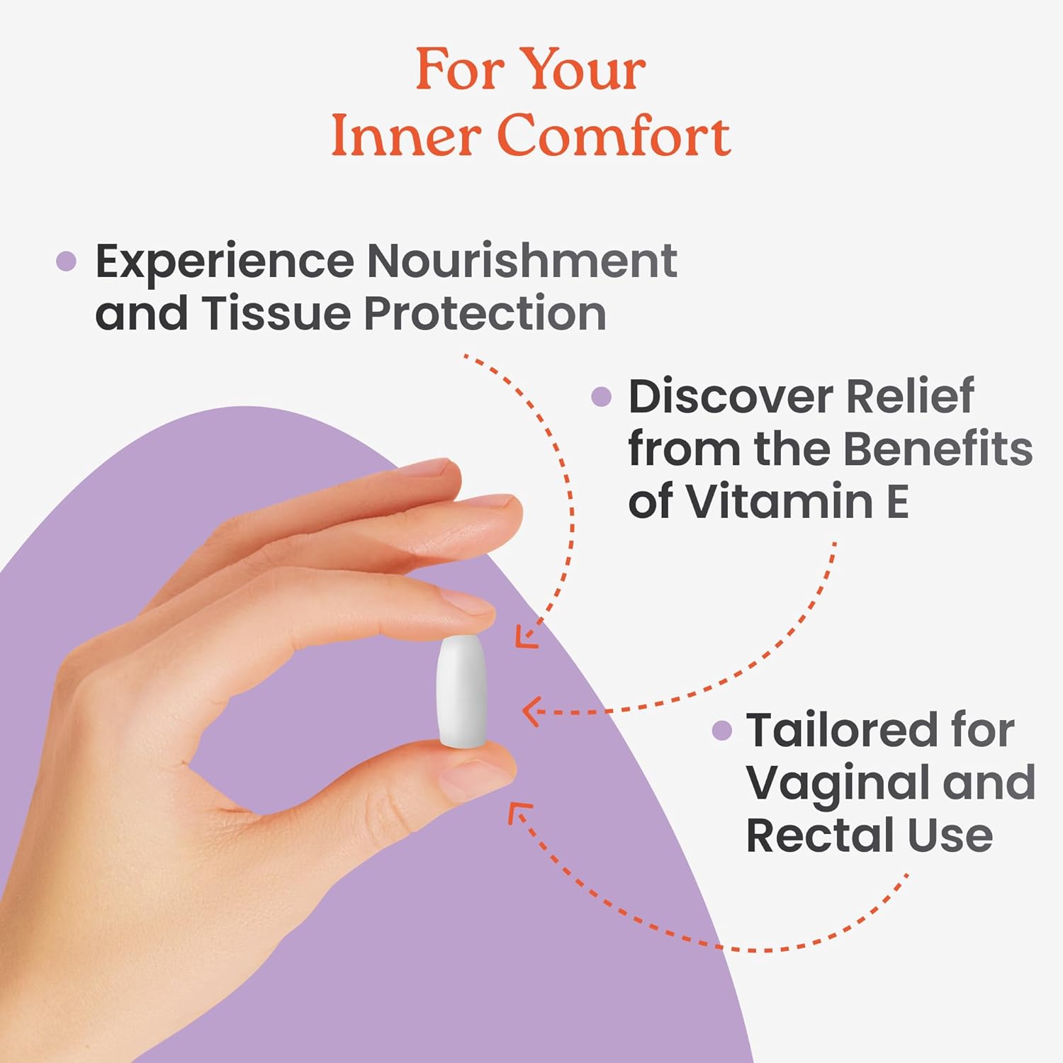 All Natural Vitamin E Suppositories for Women - Relief from Vaginal Dryness, Irritation, Menopause, and Atrophy - Estrogen Free Feminine Care - 38IU - 48 Inserts