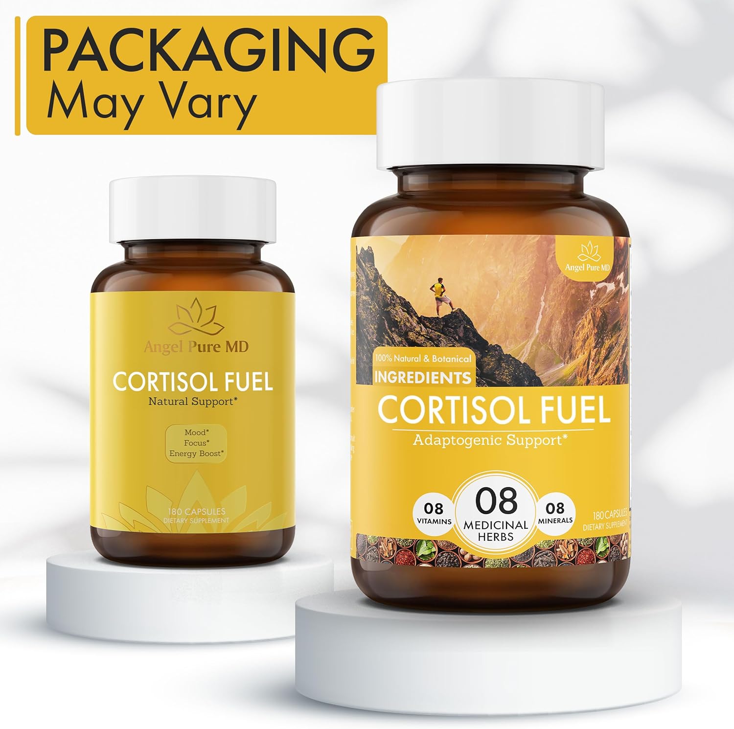 Allergen-Free Stress Relief Supplement with Magnesium, Ashwagandha, and Rhodiola for Cortisol Health, Energy, Mood, and Focus - 180ct