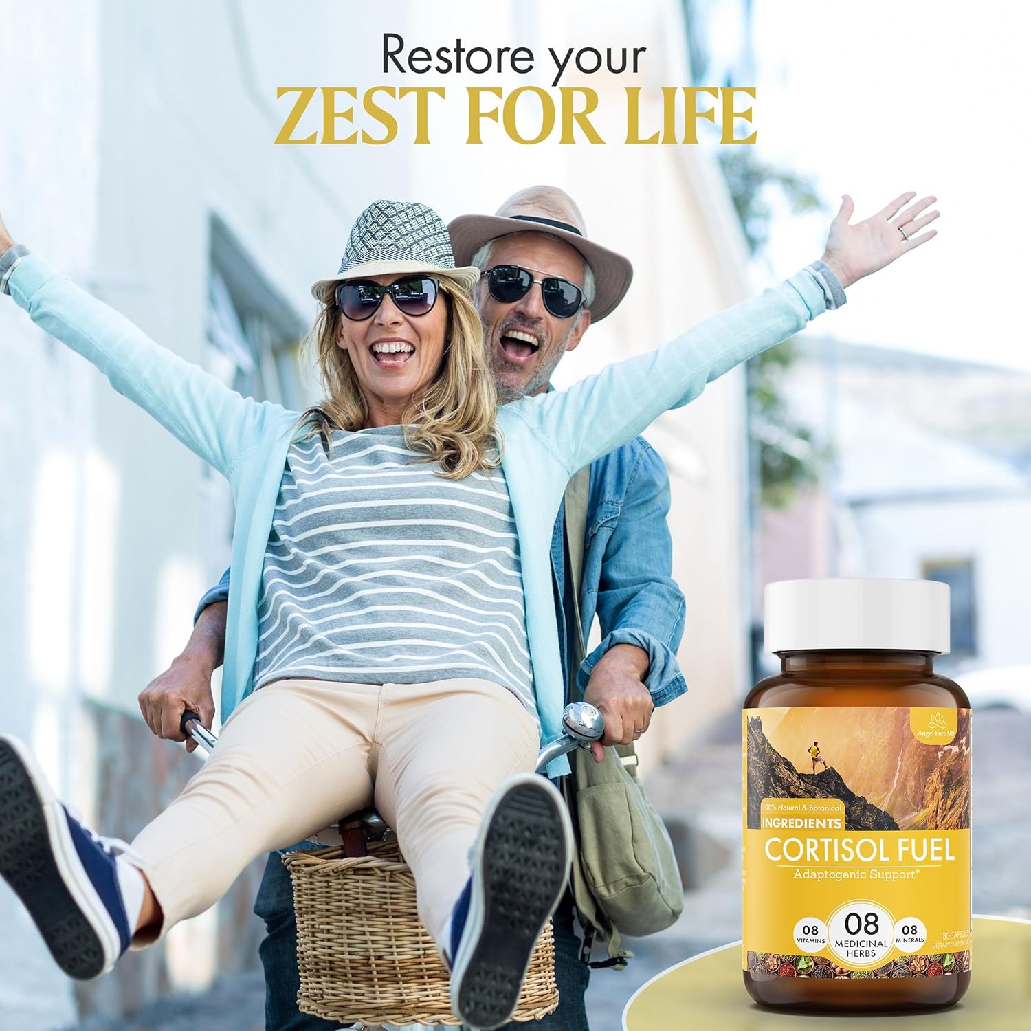 Allergen-Free Stress Relief Supplement with Magnesium, Ashwagandha, and Rhodiola for Cortisol Health, Energy, Mood, and Focus - 180ct