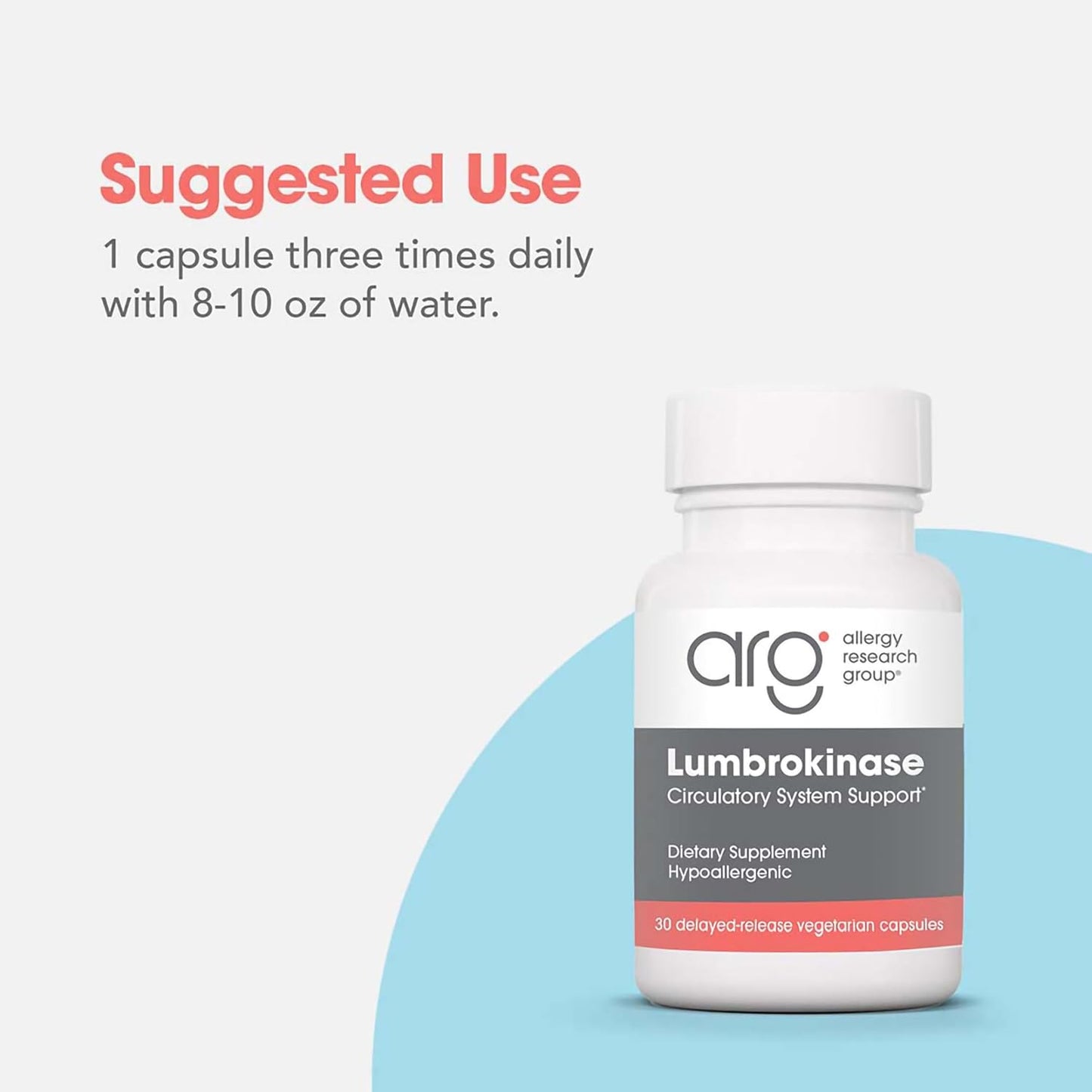 Allergy Research Group Lumbrokinase Supplement - Promotes Healthy Circulation with 30 Delayed Release Vegetarian Capsules