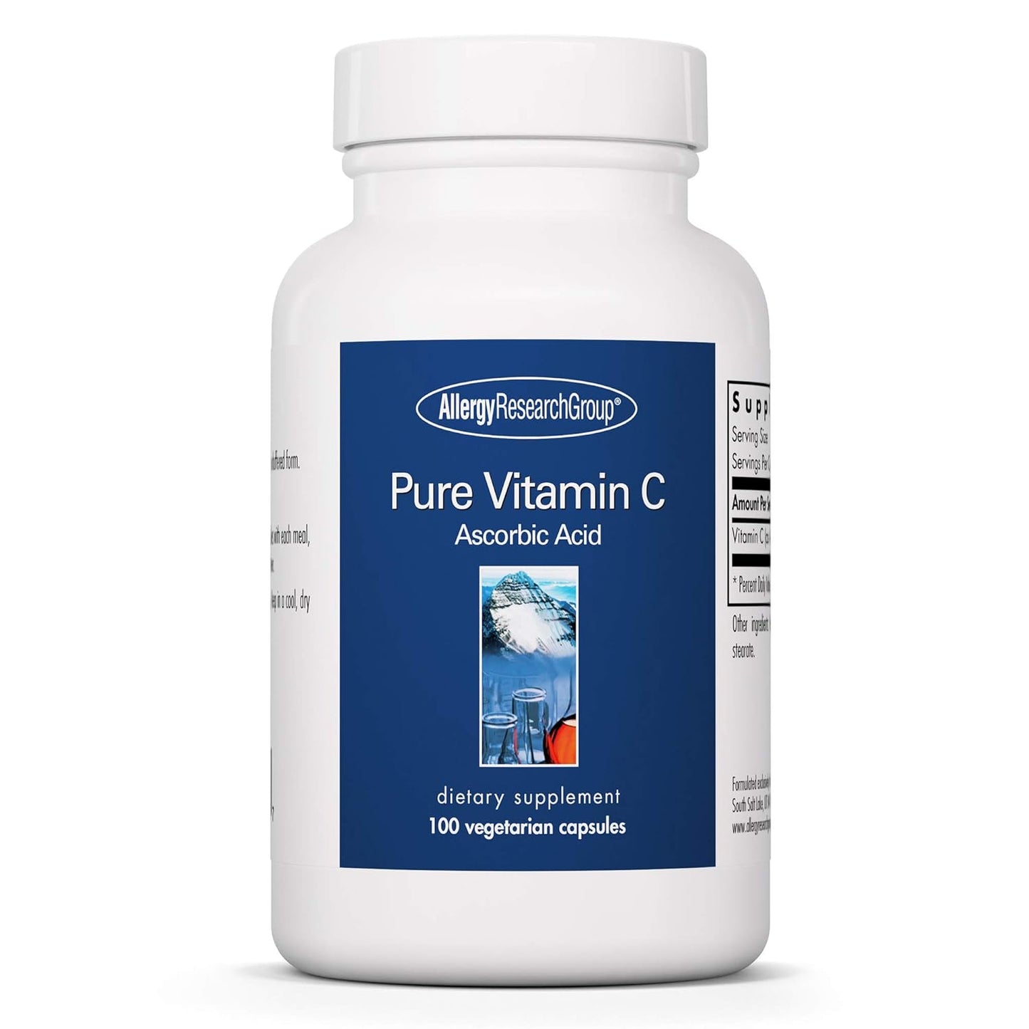 Allergy Research Group Pure Vitamin C - 100 Capsules for Vegetarians