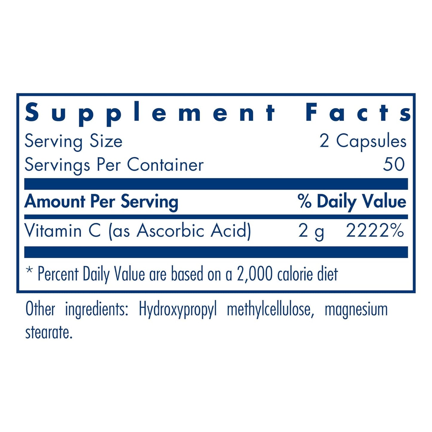 Allergy Research Group Pure Vitamin C - 100 Capsules for Vegetarians