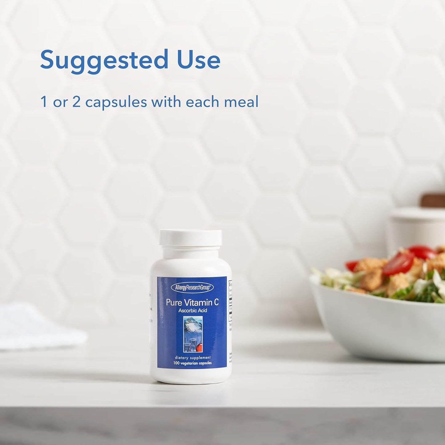 Allergy Research Group Pure Vitamin C - 100 Capsules for Vegetarians