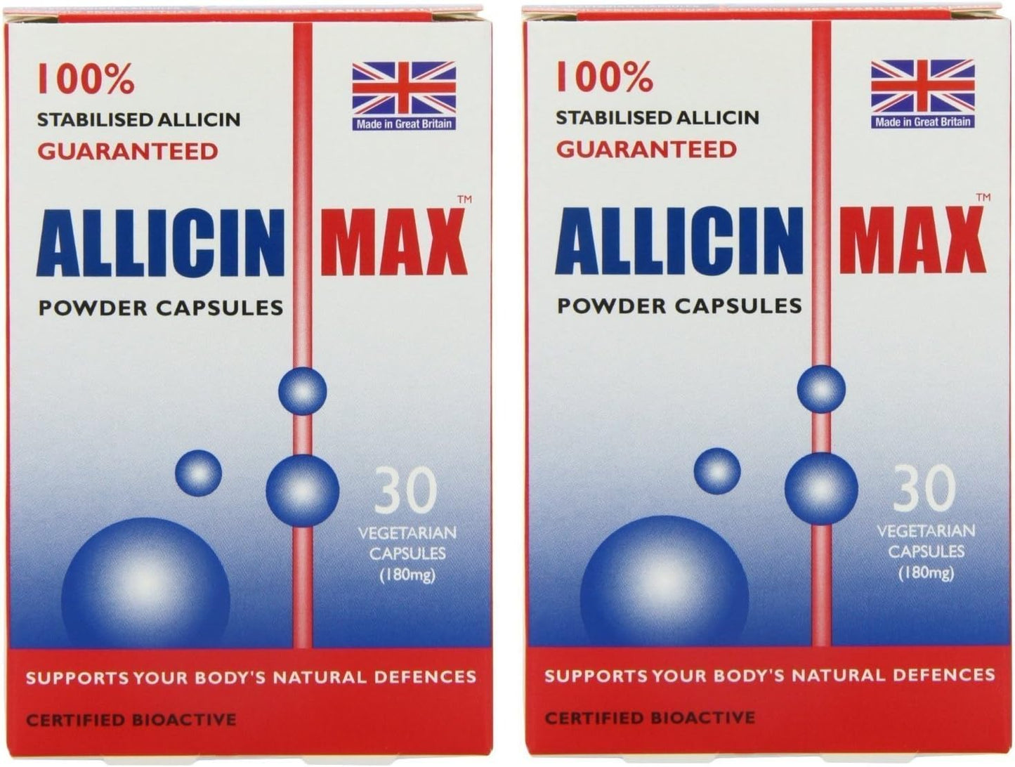 Allicin Max 30 Veg Caps - Pack of 2 (60 Capsules) - High Strength Allicin Supplement