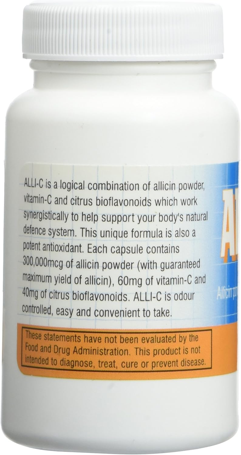 Allicin with Vitamin C and Bioflavonoids - 30 Vegan Capsules for Maximum Garlic Benefits
