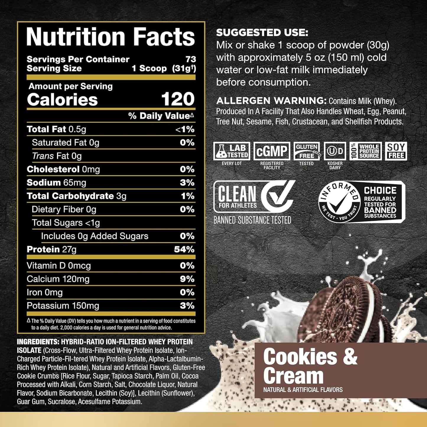ALLMAX Nutrition - Cookies & Cream ISOFLEX Whey Protein Powder, 5lb - 27g Protein, Whey Protein Isolate