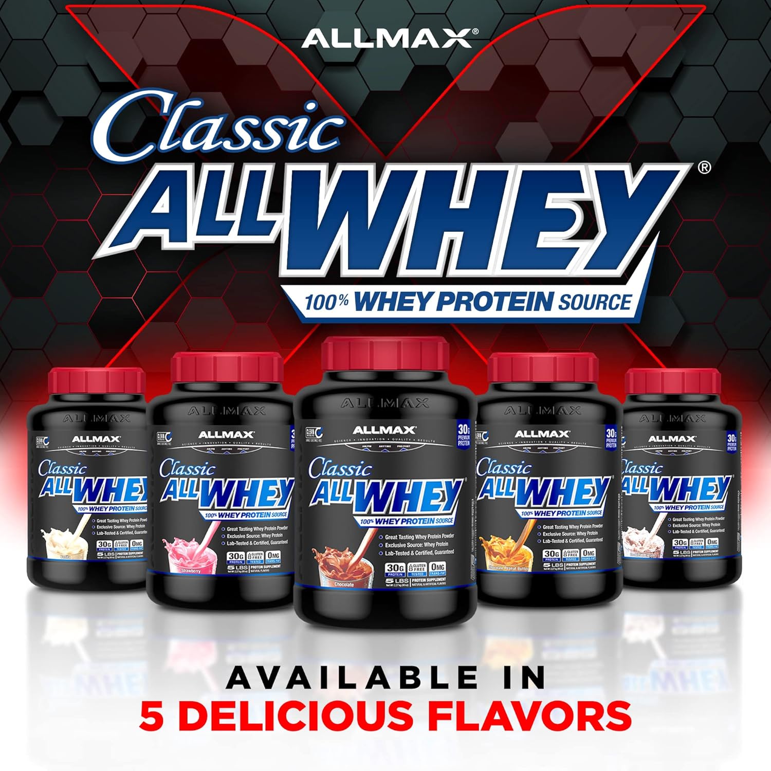 ALLMAX Nutrition AllWhey Classic Whey Protein - Cookies & Cream, 5 lbs - 24g Protein per Serving - Gluten Free - Approx. 49 Servings