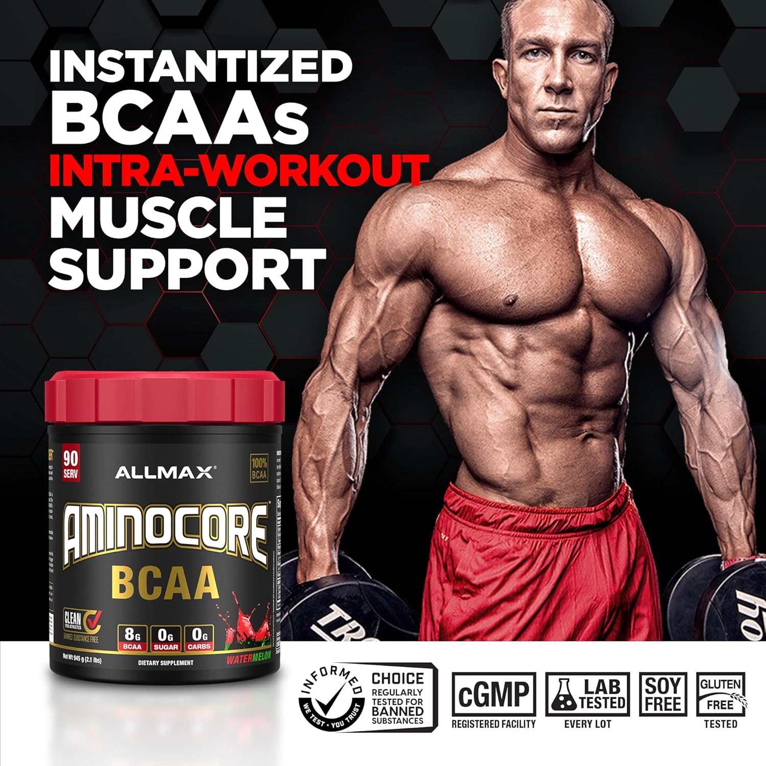ALLMAX Nutrition AMINOCORE BCAA Powder - Fruit Punch Flavored Intra & Post Workout Recovery Drink - 8.18g Amino Acids - 315g - Gluten Free