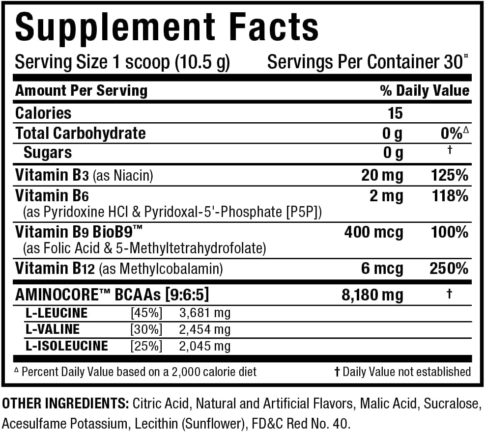 ALLMAX Nutrition AMINOCORE BCAA Watermelon Flavor - 8g BCAAs - 100% Pure Branch Chained Amino Acids - Gluten Free - 315g