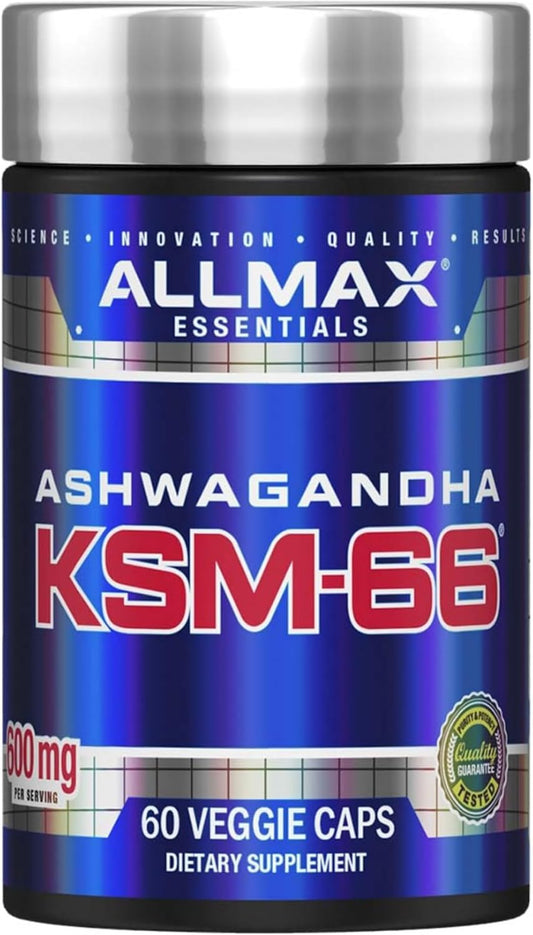 ALLMAX Nutrition Ashwagandha KSM-66 Capsules - Boost Muscle Strength & Recovery - Non-GMO, Gluten Free - 30 Servings