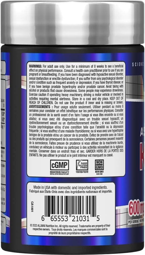 ALLMAX Nutrition Ashwagandha KSM-66 Capsules - Boost Muscle Strength & Recovery - Non-GMO, Gluten Free - 30 Servings