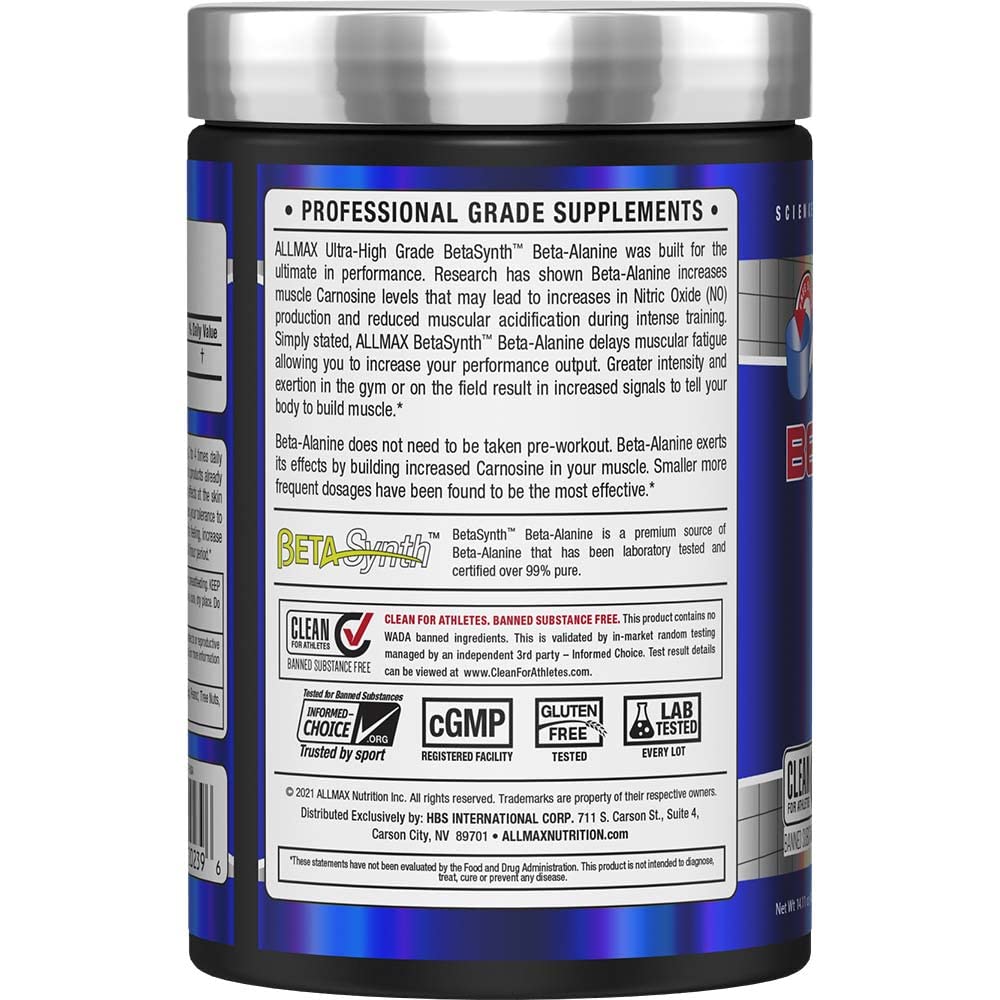 ALLMAX Nutrition Beta-Alanine Powder - 14.11 oz (400 g) - Muscle Endurance and Performance Booster