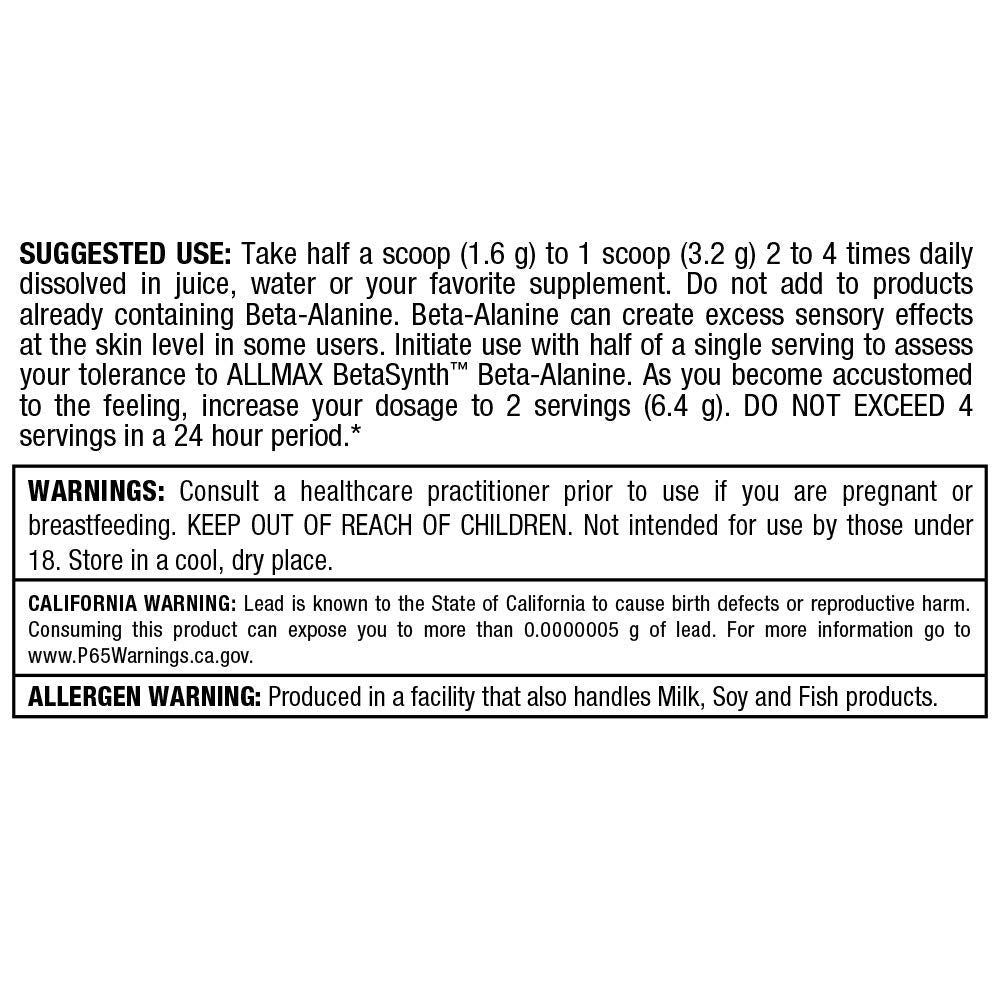 ALLMAX Nutrition Beta-Alanine Powder - 14.11 oz (400 g) - Muscle Endurance and Performance Booster