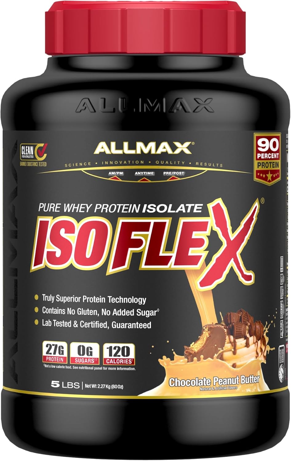 ALLMAX Nutrition Chocolate Peanut Butter Whey Protein Isolate Powder - 5 lb, 27g Protein
