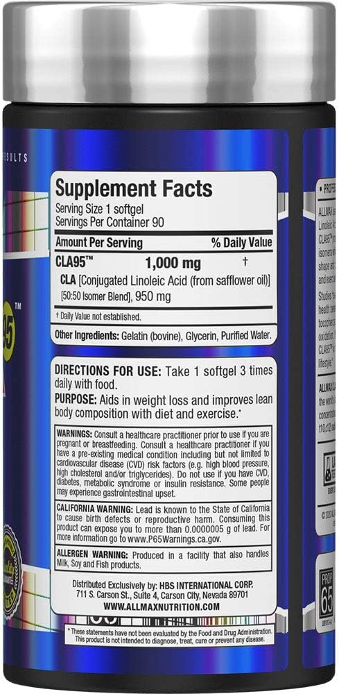Allmax Nutrition CLA 95% Conjugated Linoleic Acid Softgels - 90 Count