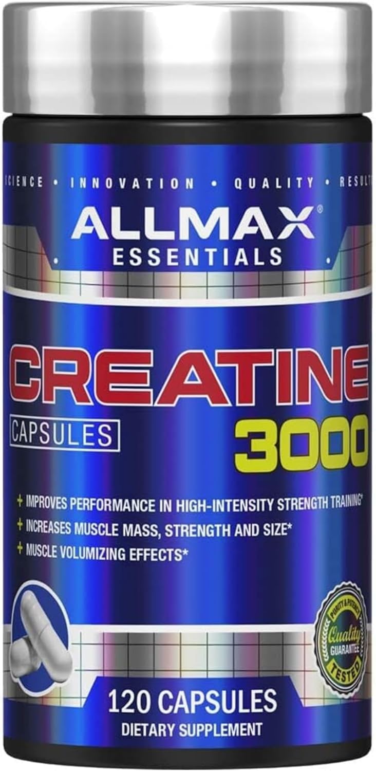 ALLMAX Nutrition Creatine Monohydrate Capsules for Strength and Recovery - Gluten Free & Fast Absorbing - 120 Count